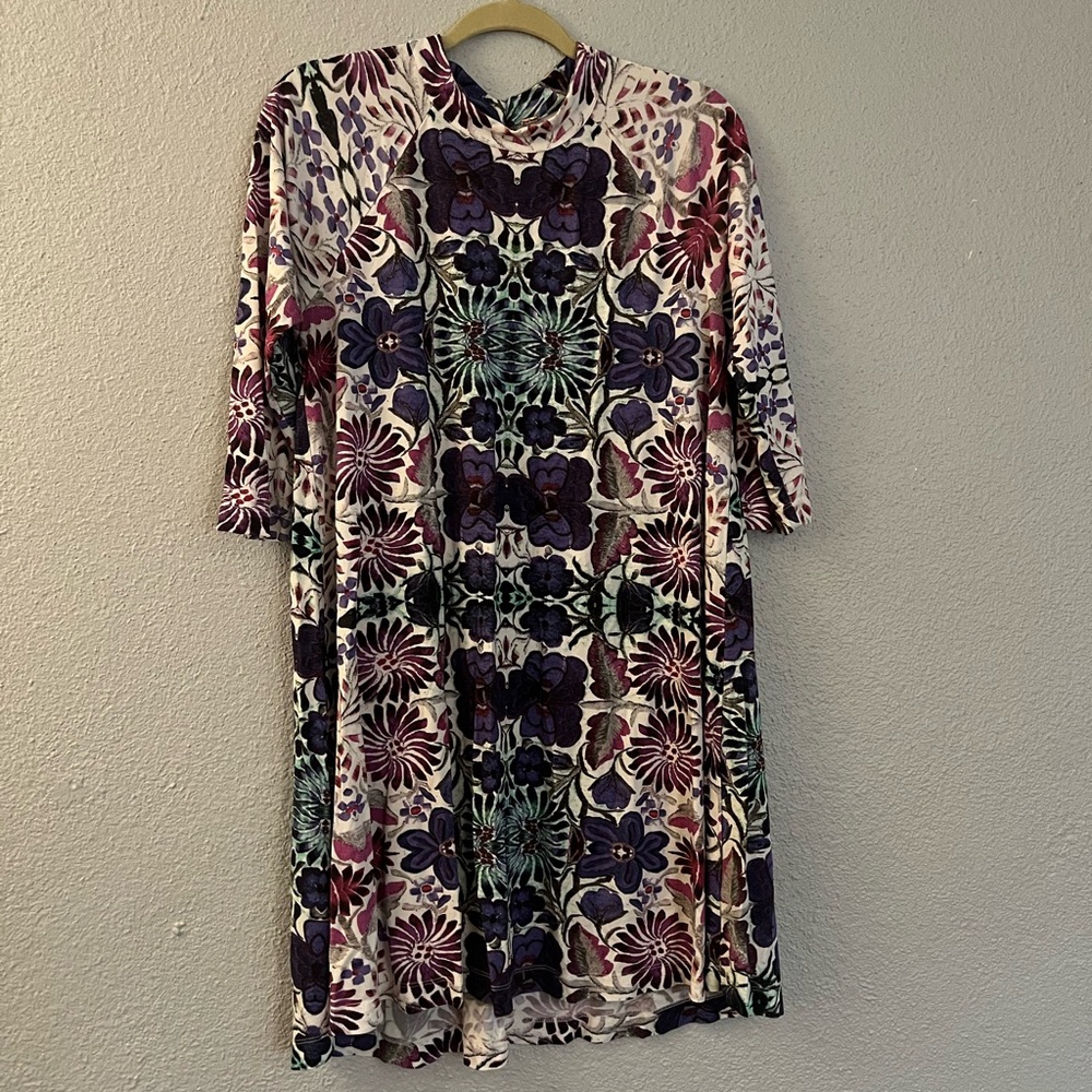 Purple Floral Stretch Tunic Dress